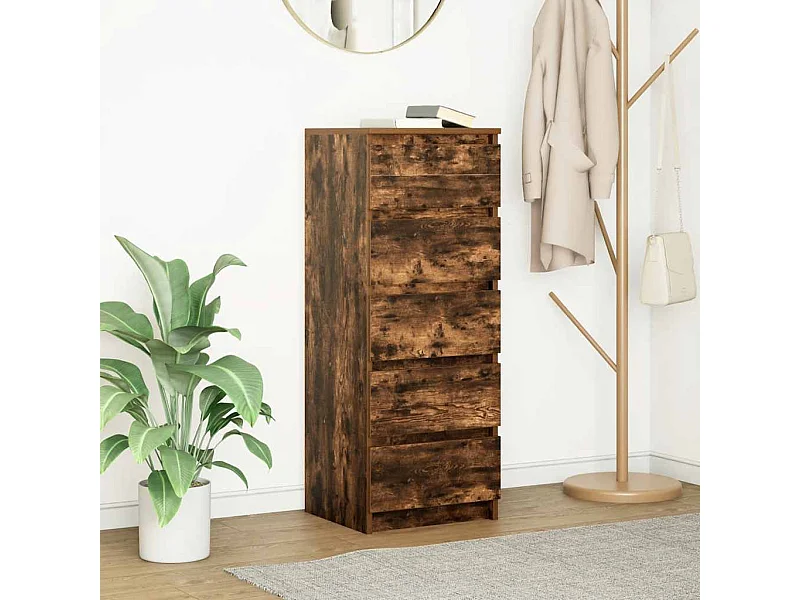 Credenza | Buffet | Armadio con Cassetti Rovere Fumo 37,5x35x99 cm in Truciolato