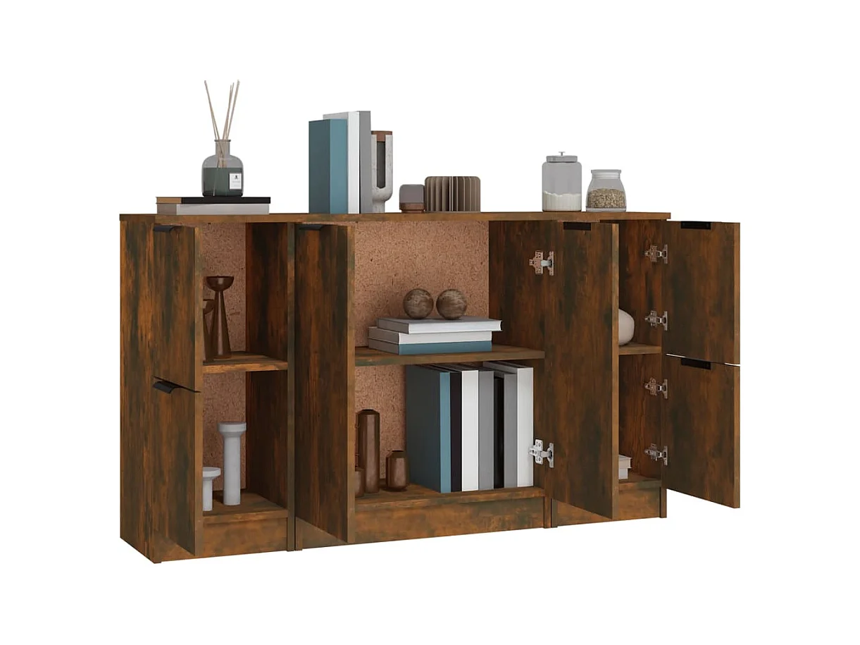 Credenze | Buffet | Armadi 3 pz Rovere Fumo in Legno Multistrato