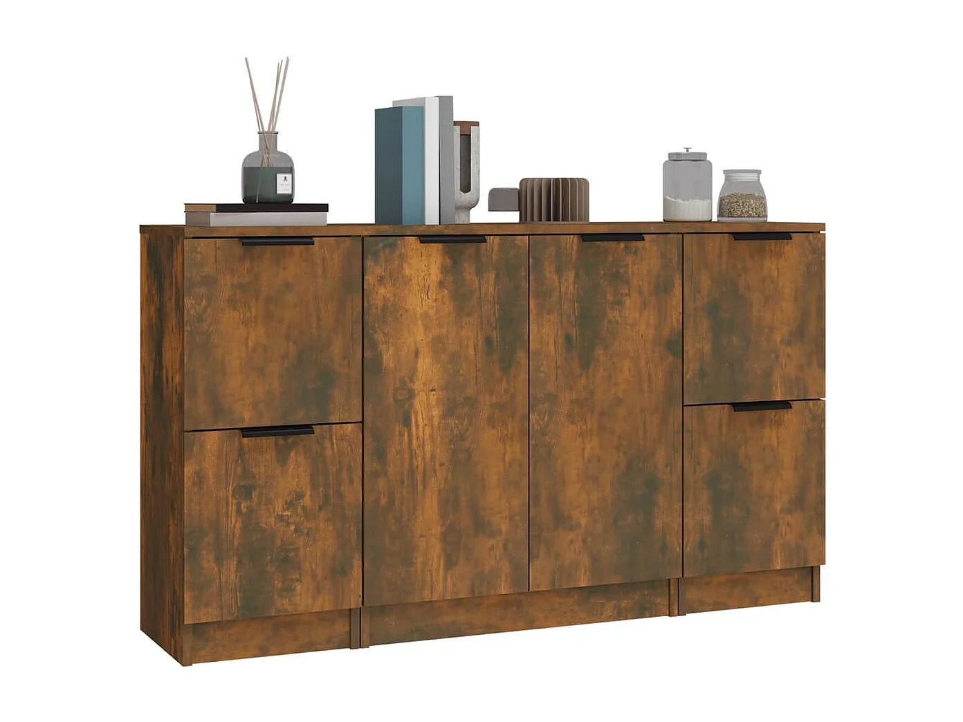 Buffets | Bahuts | Meuble de rangement 3 pcs Chêne fumé Bois d'ingénierie