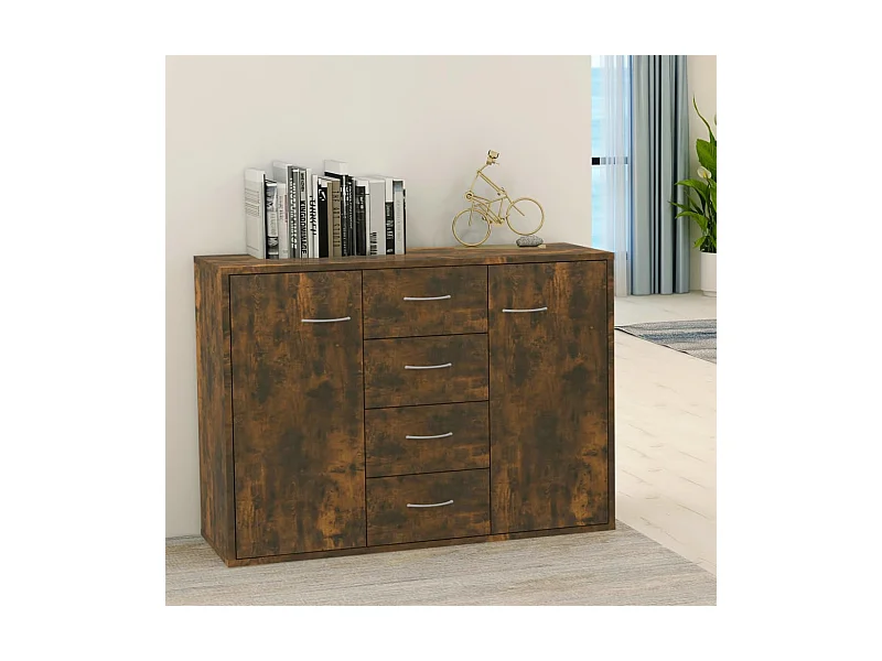 Buffet | Commode à tiroir | Meuble de rangement Chêne fumé 88x30x65 cm Bois d'ingénierie