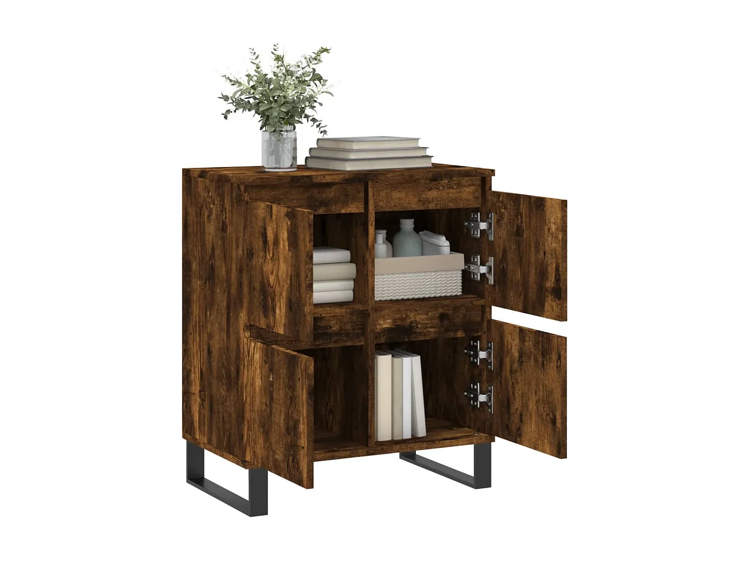 Buffet | Bahut | Meuble de rangement Chêne fumé 60x35x70 cm Bois d'ingénierie
