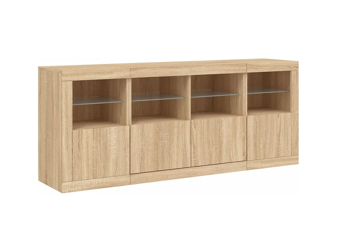 Buffet | Bahut | Meuble de rangement avec lumières LED chêne sonoma 163x37x67 cm