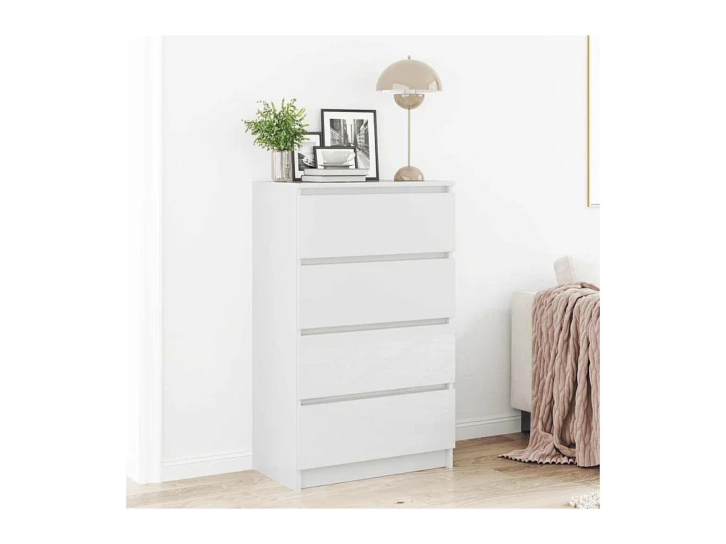 Buffet | Commode à tiroir | Meuble de rangement Blanc brillant 60x35x98,5 cm Bois d'ingénierie