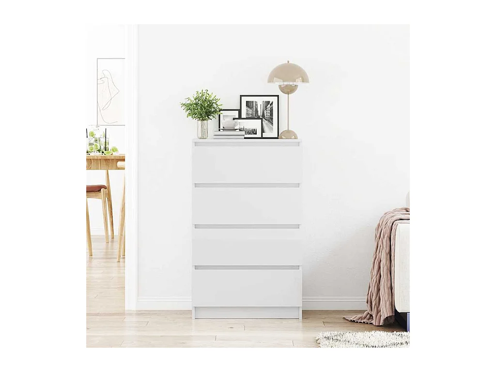 Buffet | Commode à tiroir | Meuble de rangement Blanc brillant 60x35x98,5 cm Bois d'ingénierie