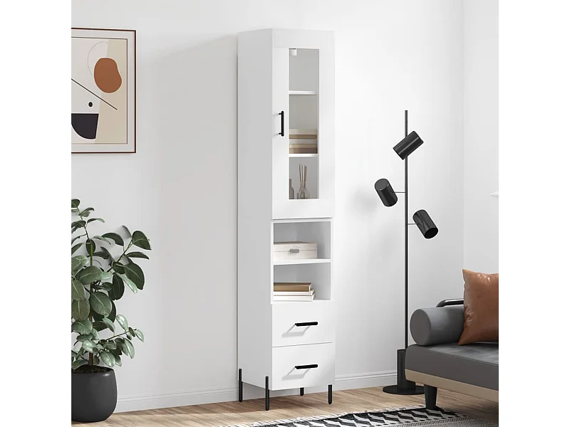 Credenza | Buffet | Armadio Bianca 34,5x34x180 cm in Legno Multistrato