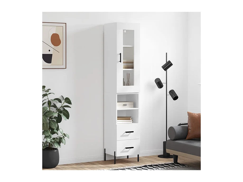 Buffet | Bahut | Meuble de rangement haut Blanc 34,5x34x180 cm Bois d'ingénierie