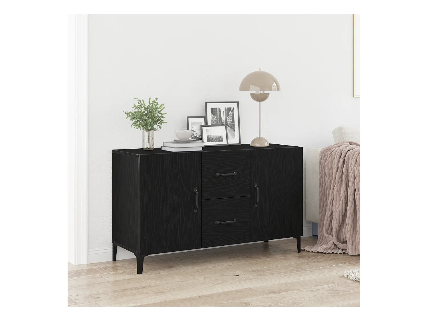 Credenza | Buffet | Armadio Nera in Rovere - 100 x 36 x 60 cm - Realizzata in Legno Ingegnerizzato