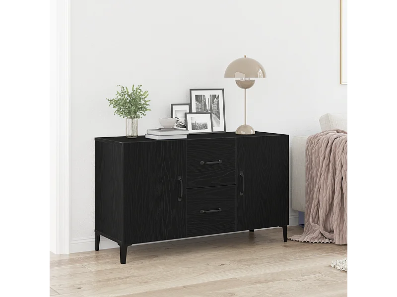 Buffet | Bahut | Meuble de rangement en chêne noir - 100 x 36 x 60 cm - Fabriqué en bois d'ingénierie