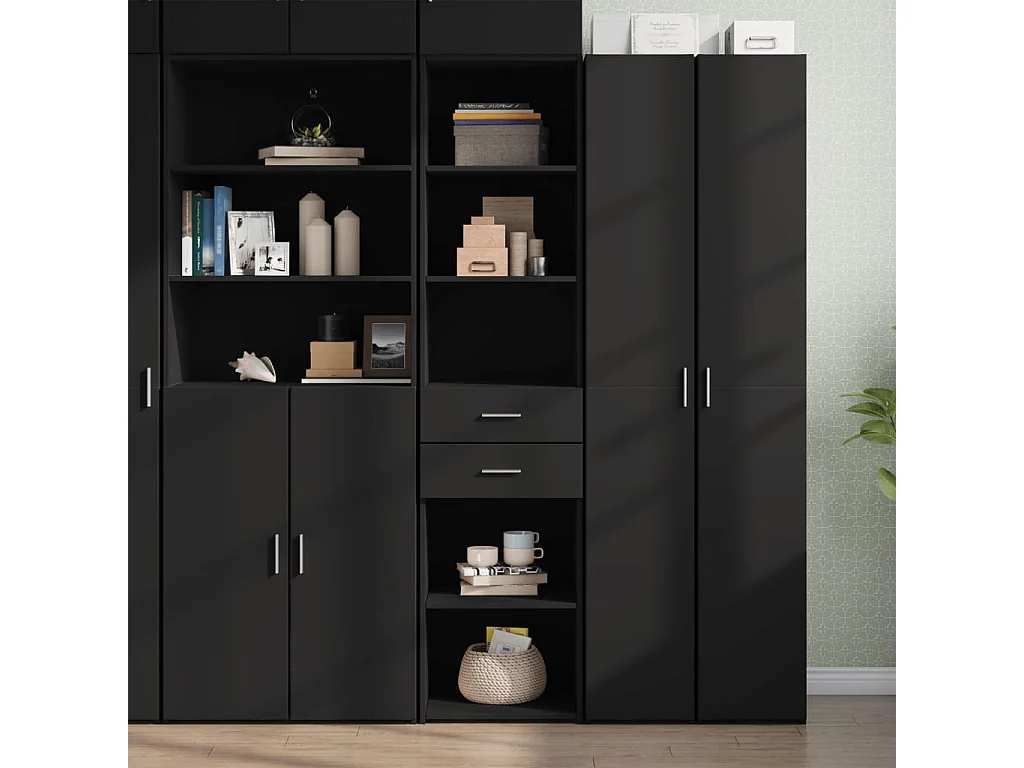 Buffet | Bahut | Meuble de rangement haut noir 45x42,5x185 cm bois d'ingénierie