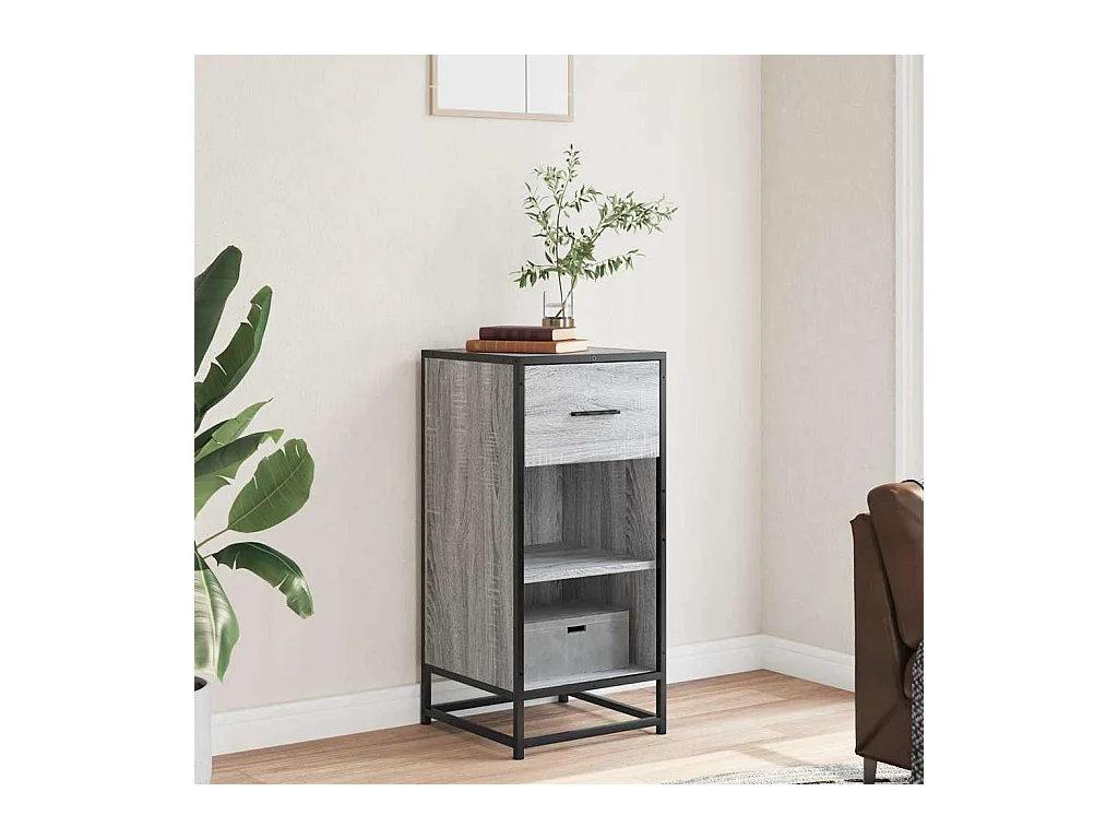 Buffet | Bahut | Meuble de rangement sonoma gris 35,5x35x76 cm bois d'ingénierie et métal