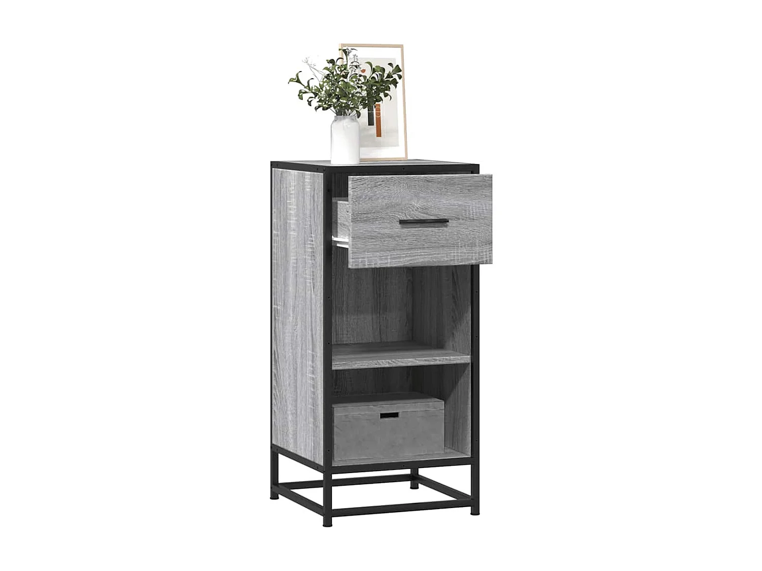 Buffet | Bahut | Meuble de rangement sonoma gris 35,5x35x76 cm bois d'ingénierie et métal