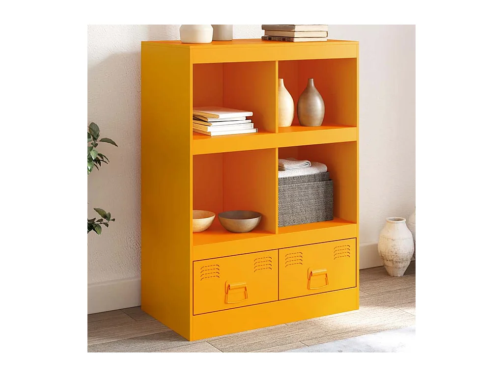 Buffet | Commode à tiroir | Meuble de rangement jaune moutarde 67x39x95 cm acier