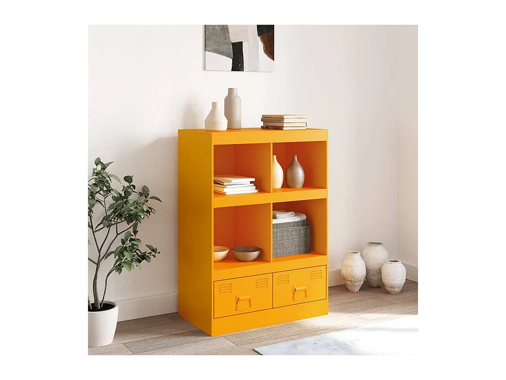 Buffet | Commode à tiroir | Meuble de rangement jaune moutarde 67x39x95 cm acier