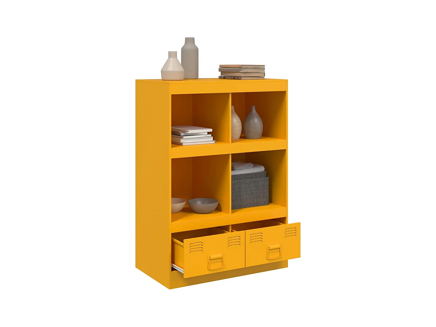 Buffet | Commode à tiroir | Meuble de rangement jaune moutarde 67x39x95 cm acier