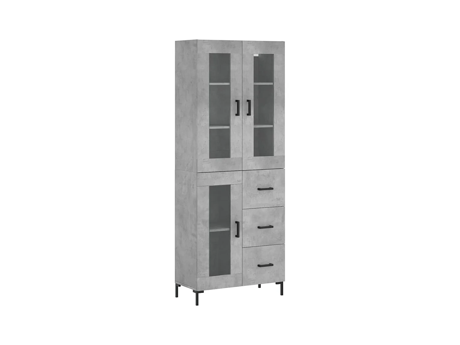 Buffet | Bahut | Meuble de rangement haut Gris béton 69,5x34x180 cm Bois d'ingénierie