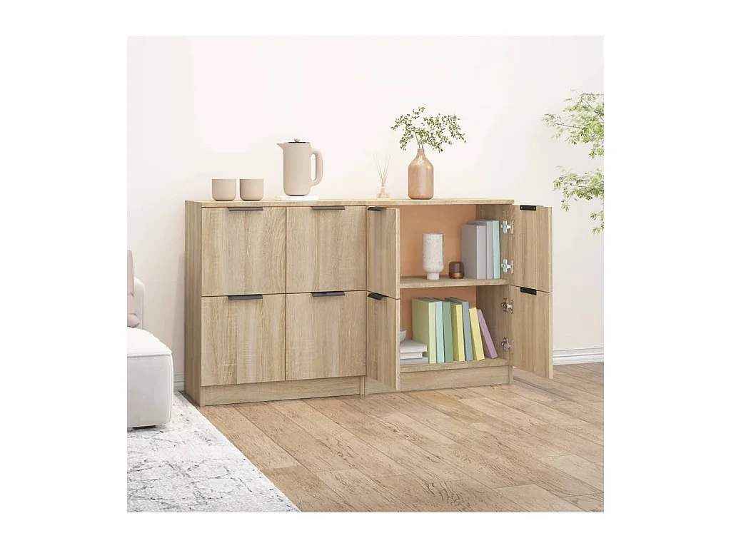Buffets | Bahuts | Meuble de rangement 2 pcs Chêne sonoma 60x30x70 cm Bois d'ingénierie