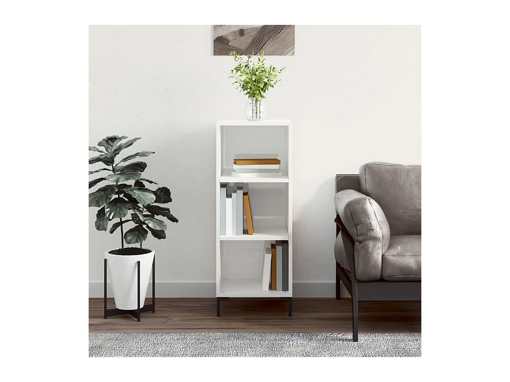 Buffet | Bahut | Meuble de rangement blanc brillant 34,5x32,5x90 cm bois d'ingénierie