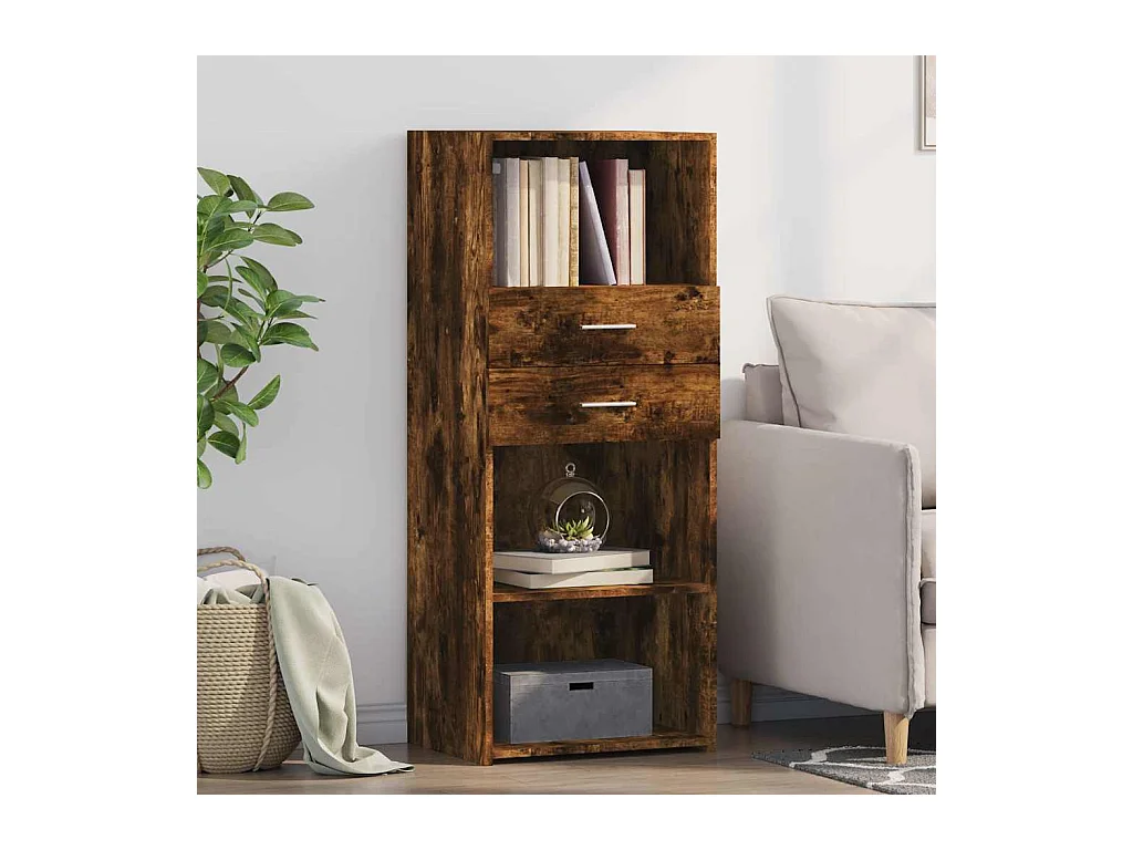 Credenza | Buffet | Armadio Rovere Fumo 50x42,5x124 cm in Legno Multistrato