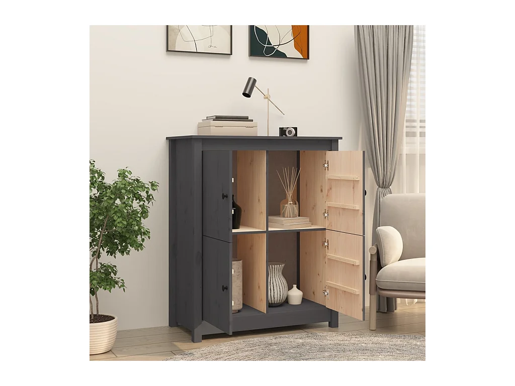 Buffet | Bahut | Meuble de rangement Gris 83x41,5x100 cm Bois massif de pin