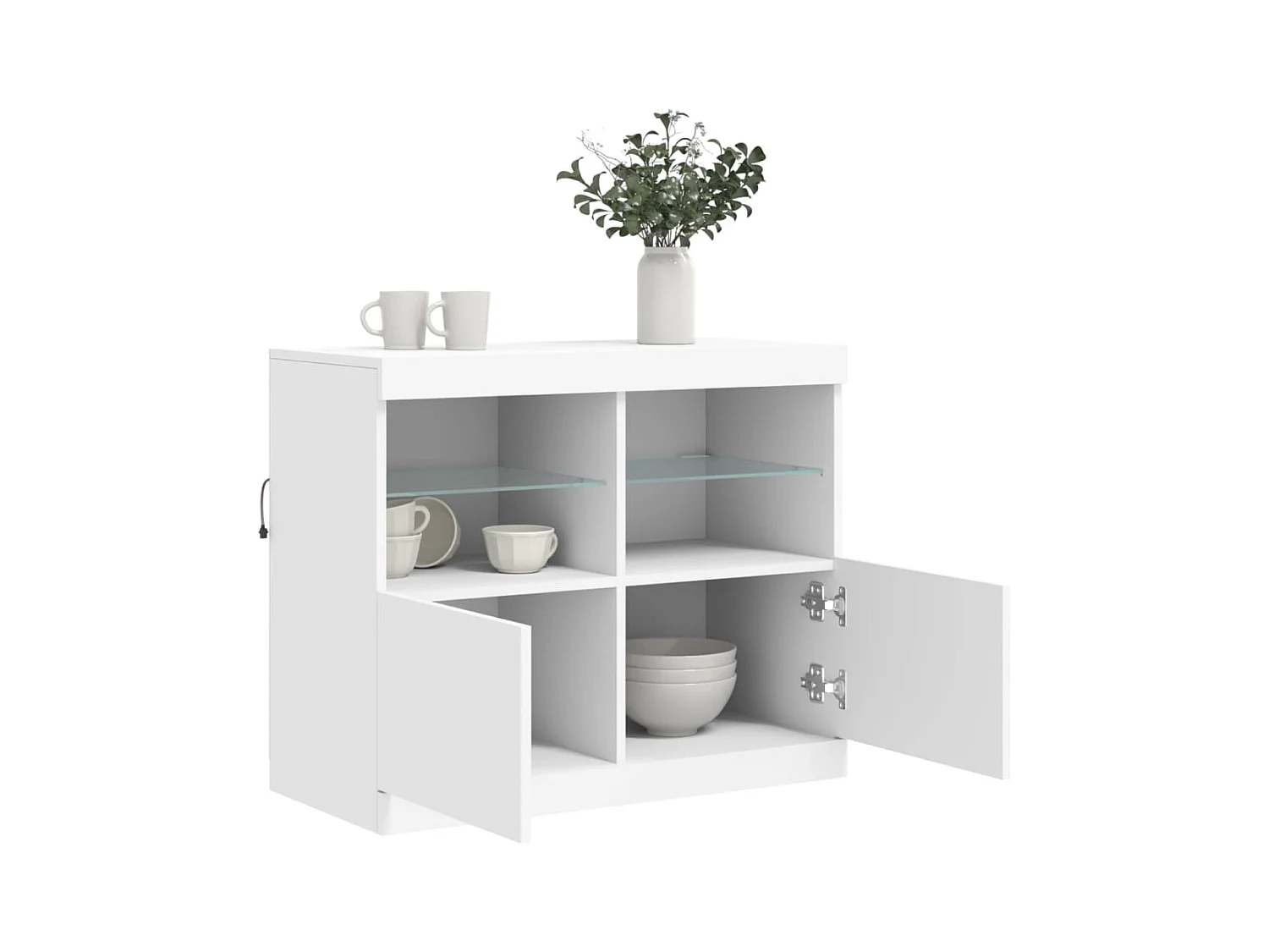 Buffet | Bahut | Meuble de rangement avec lumières LED blanc 81x37x67 cm