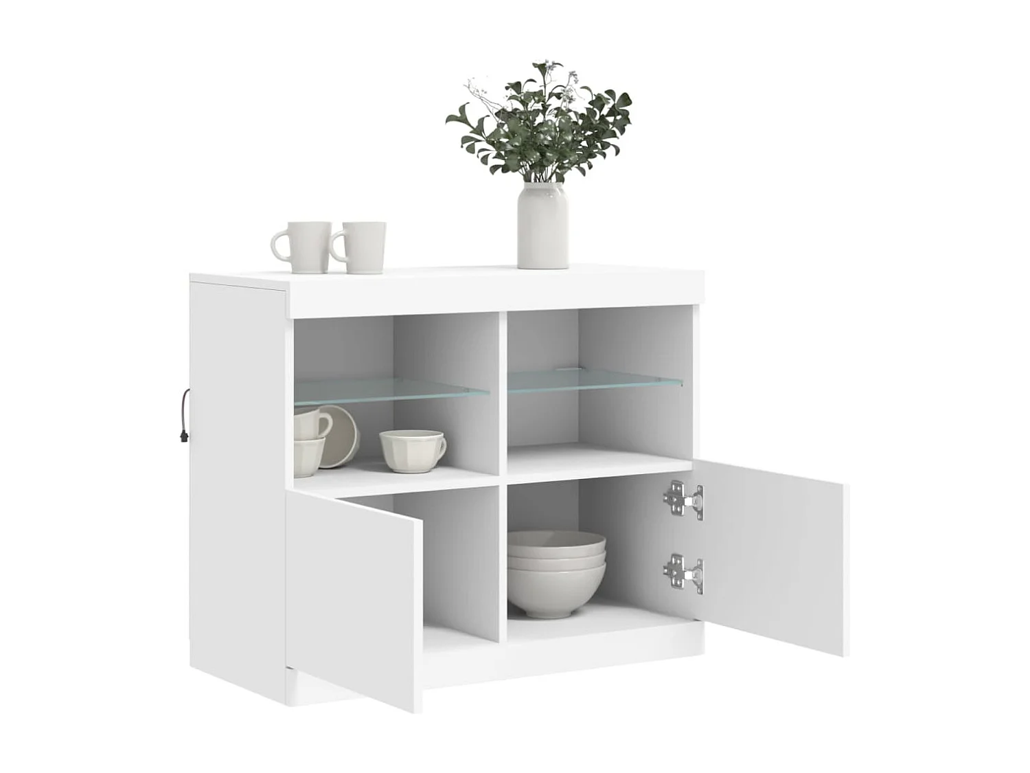 Buffet | Bahut | Meuble de rangement avec lumières LED blanc 81x37x67 cm