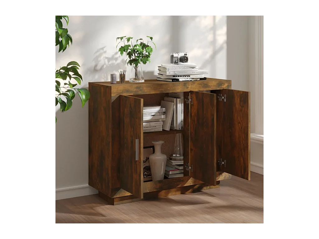 Credenza | Buffet | Armadio Rovere Fumo 92x35x75 cm in Legno Multistrato