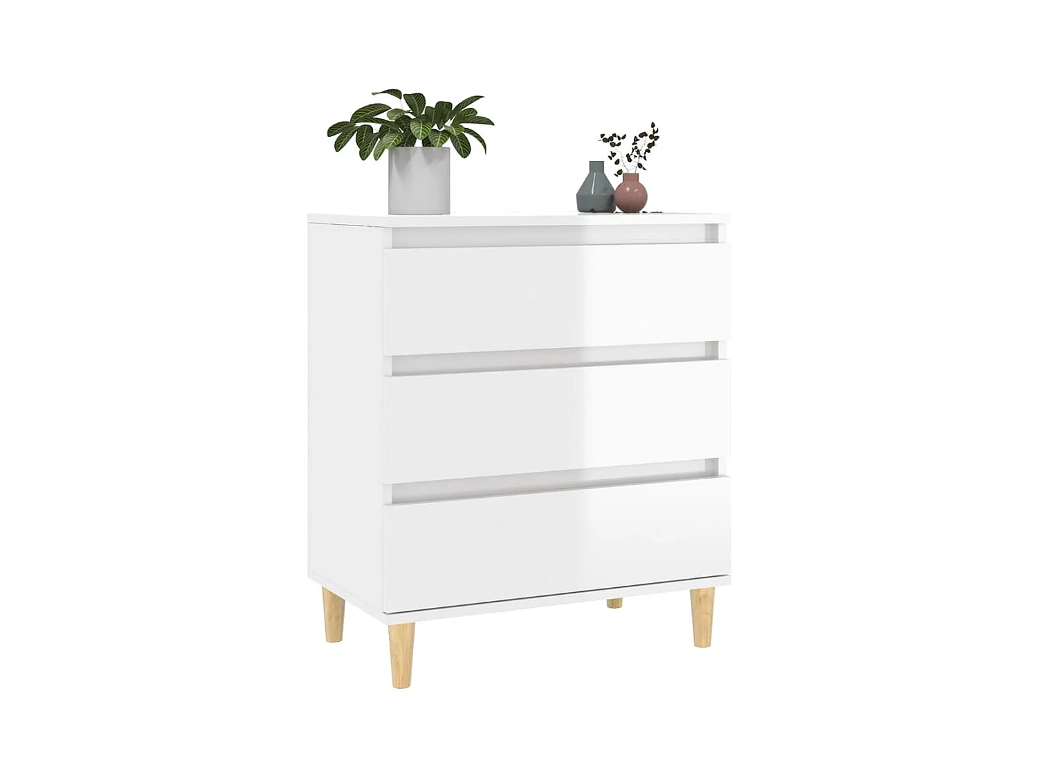 Credenza | Buffet | Armadio Bianco Lucido 60x35x70 cm in Legno Multistrato