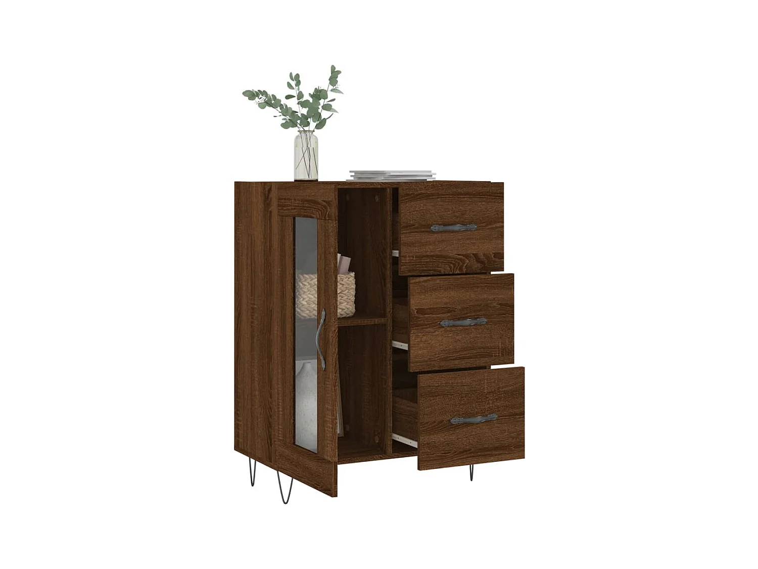 Credenza | Buffet | Armadio Rovere Marrone 69,5x34x90 cm in Legno Multistrato