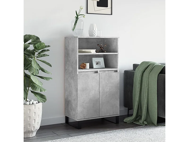 Buffet | Bahut | Meuble de rangement haut Gris béton 60x36x110 cm Bois d'ingénierie