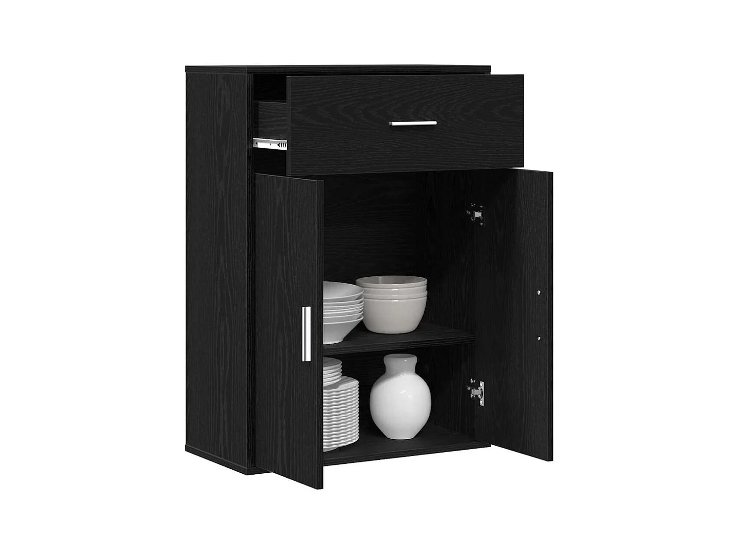 Buffet | Bahut | Meuble de rangement avec tiroir Chêne noir 79 x 38 x 80 cm Bois d'ingénierie