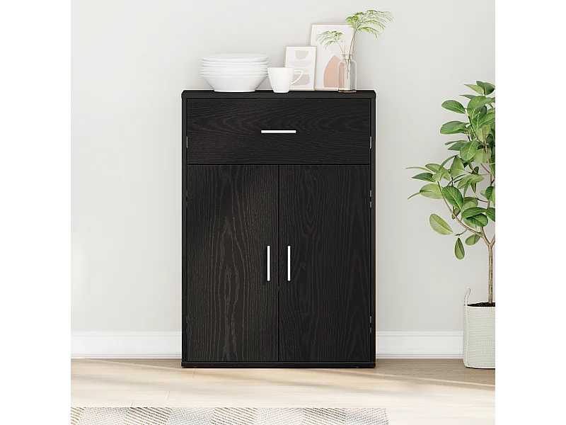 Buffet | Bahut | Meuble de rangement avec tiroir Chêne noir 79 x 38 x 80 cm Bois d'ingénierie