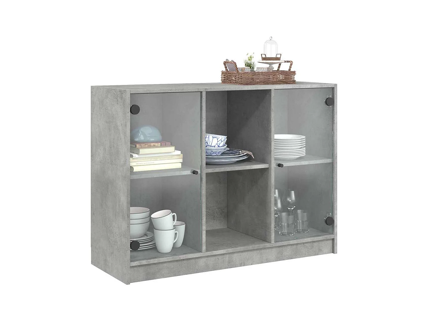 Credenza | Buffet | Armadio Grigio Cemento 102x37x75,5 cm in Legno Multistrato