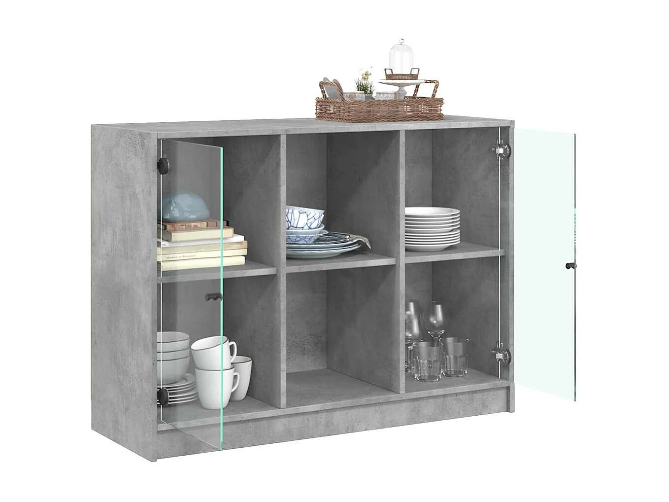 Credenza | Buffet | Armadio Grigio Cemento 102x37x75,5 cm in Legno Multistrato