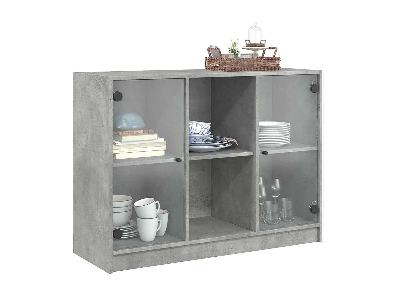 Credenza | Buffet | Armadio Grigio Cemento 102x37x75,5 cm in Legno Multistrato