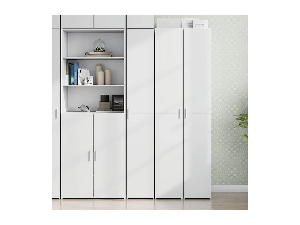 Credenza | Buffet | Armadio Bianca 30x42,5x185 cm in Legno Multistrato
