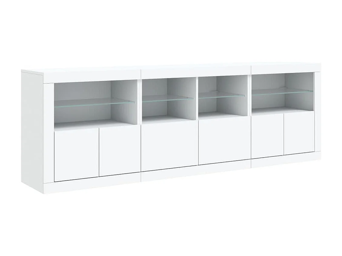 Buffet | Bahut | Meuble de rangement avec lumières LED blanc 202x37x67 cm