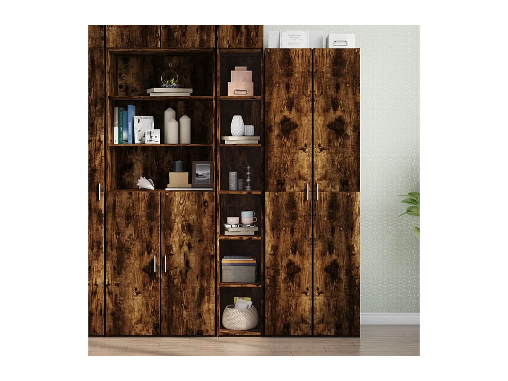 Buffet | Bahut | Meuble de rangement haut chêne fumé 30x41x185 cm bois d'ingénierie