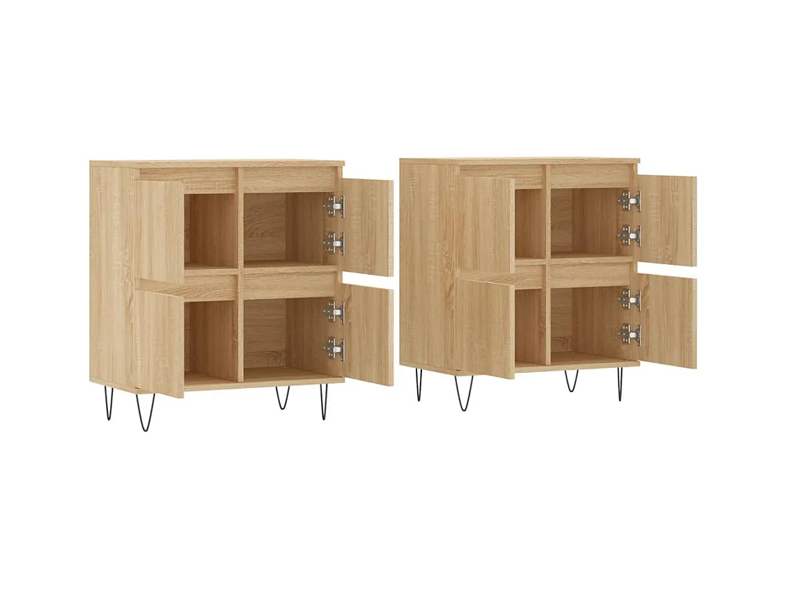 Buffets | Bahuts | Meuble de rangement 2 pcs chêne sonoma bois d'ingénierie