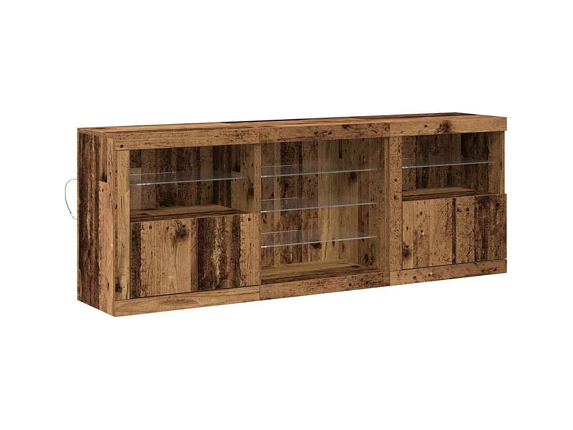 Buffet | Bahut | Meuble de rangement avec lumières LED Bois ancien 181,5x37x67 cm Bois recyclé