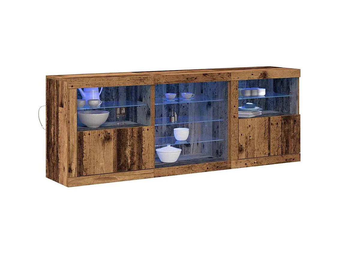 Buffet | Bahut | Meuble de rangement avec lumières LED Bois ancien 181,5x37x67 cm Bois recyclé