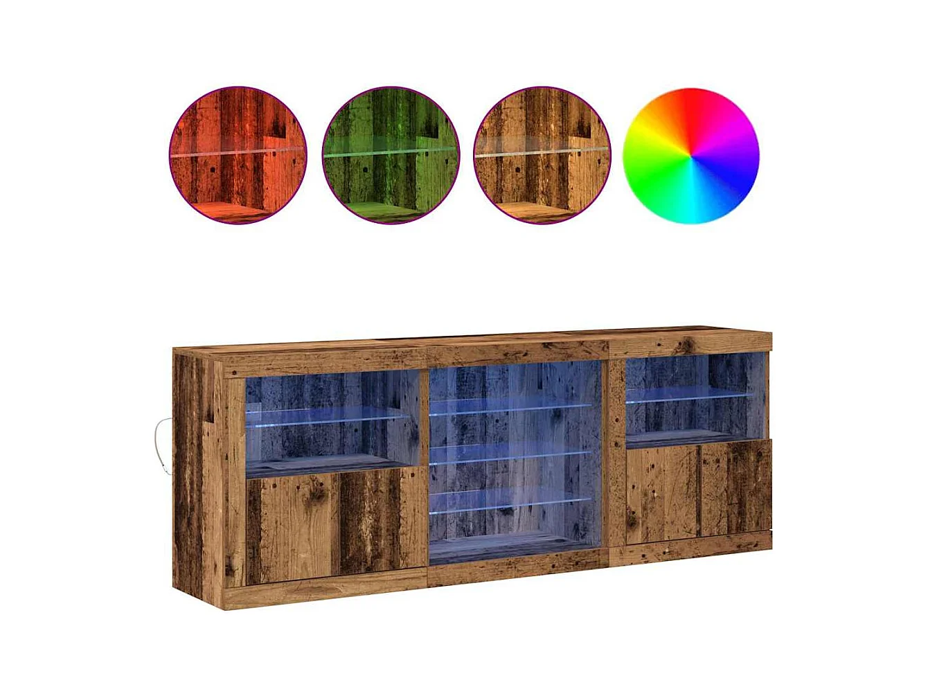 Buffet | Bahut | Meuble de rangement avec lumières LED Bois ancien 181,5x37x67 cm Bois recyclé