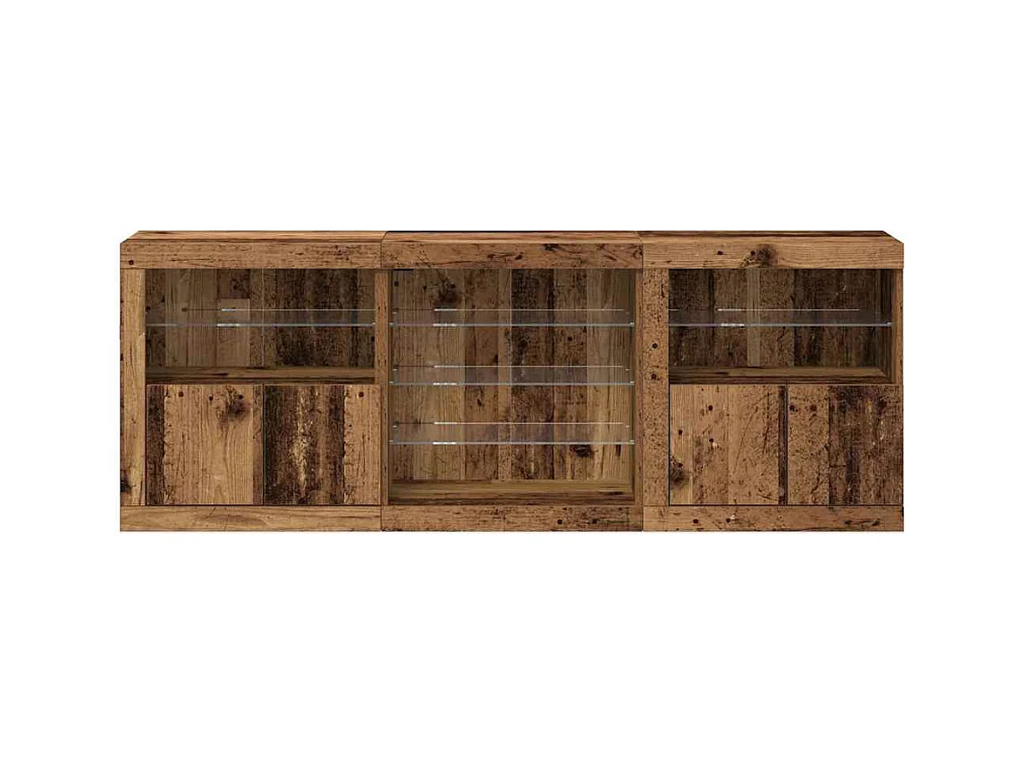 Buffet | Bahut | Meuble de rangement avec lumières LED Bois ancien 181,5x37x67 cm Bois recyclé