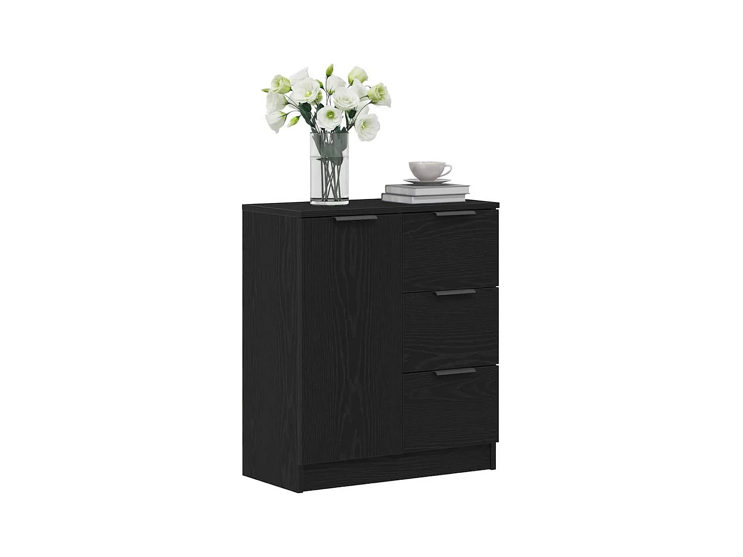 Buffet | Bahut | Meuble de rangement en chêne noir 60x30x70 cm en bois d'ingénierie