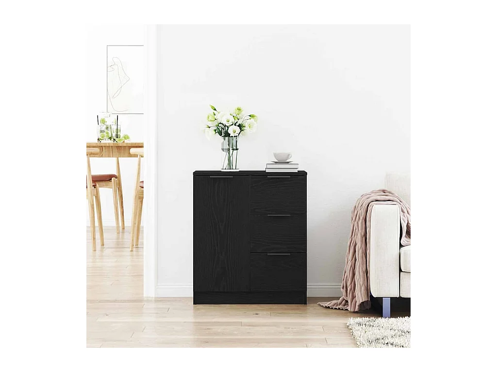 Buffet | Bahut | Meuble de rangement en chêne noir 60x30x70 cm en bois d'ingénierie