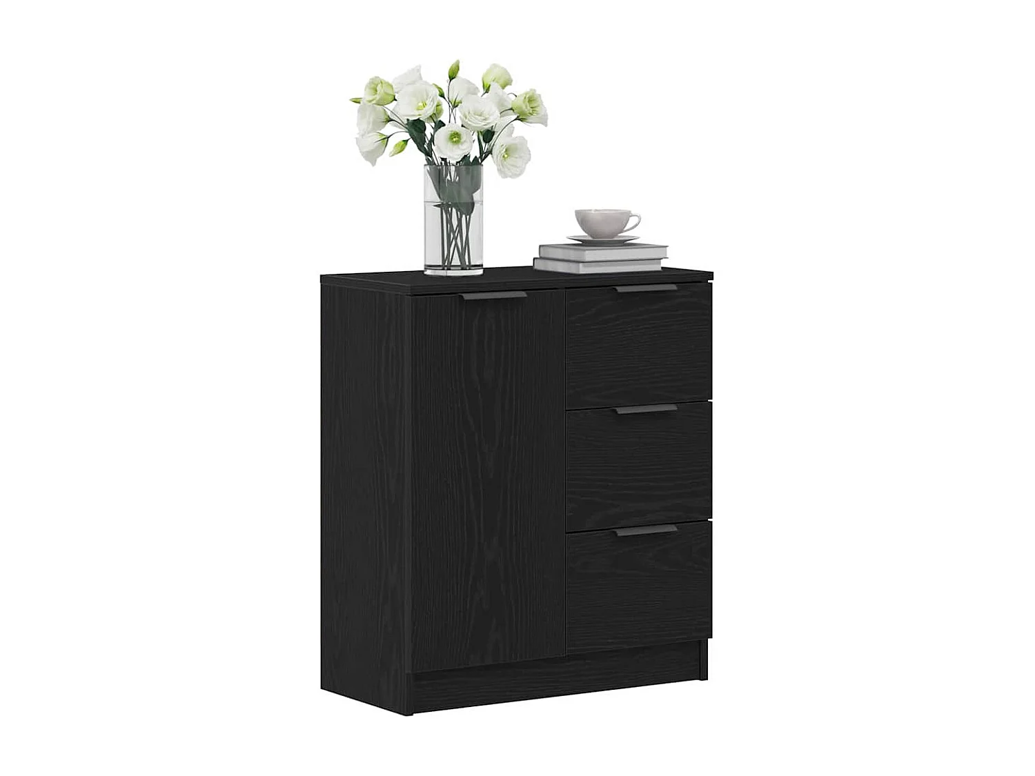 Buffet | Bahut | Meuble de rangement en chêne noir 60x30x70 cm en bois d'ingénierie