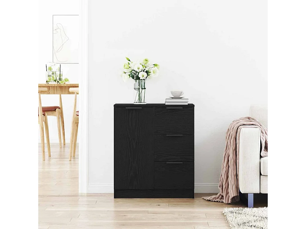 Buffet | Bahut | Meuble de rangement en chêne noir 60x30x70 cm en bois d'ingénierie