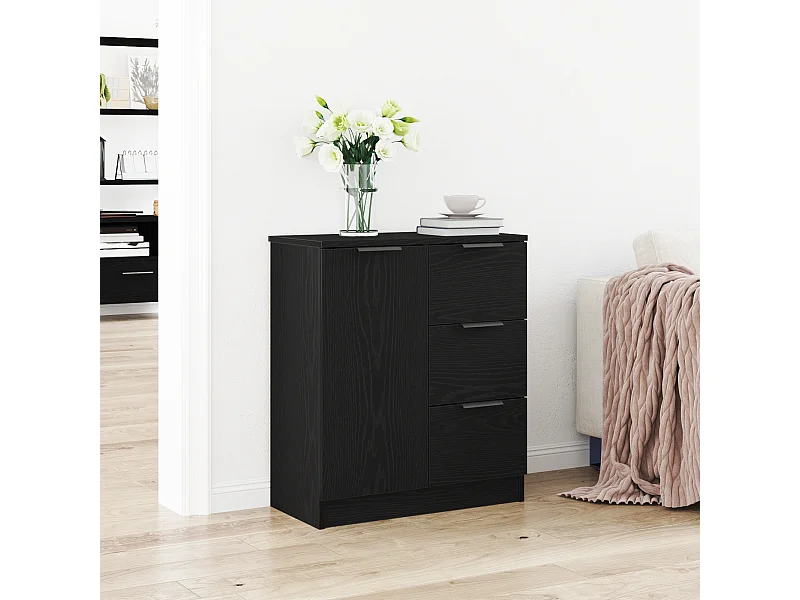 Buffet | Bahut | Meuble de rangement en chêne noir 60x30x70 cm en bois d'ingénierie