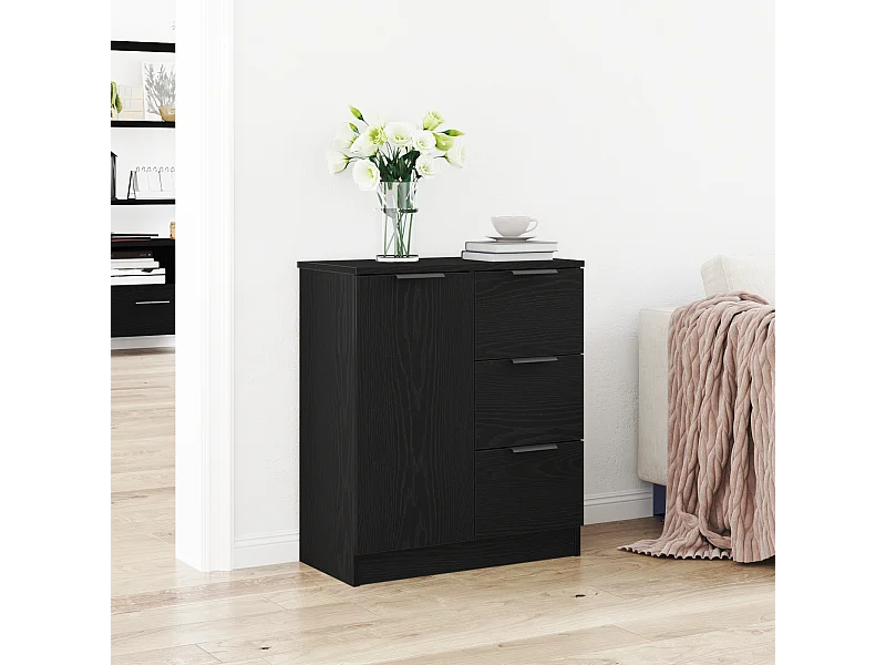 Buffet | Bahut | Meuble de rangement en chêne noir 60x30x70 cm en bois d'ingénierie