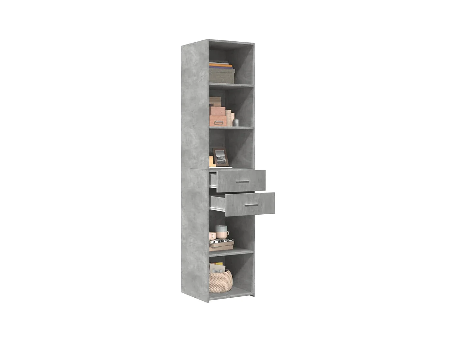 Buffet | Bahut | Meuble de rangement haut gris béton 40x42,5x185 cm bois d'ingénierie