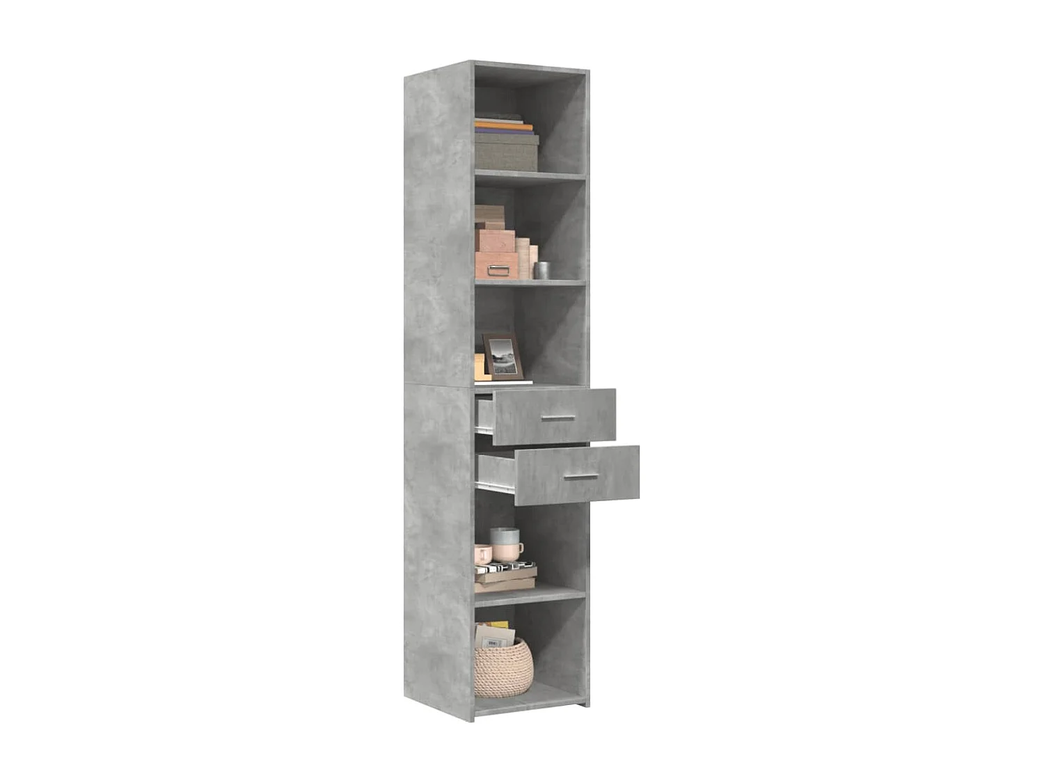 Buffet | Bahut | Meuble de rangement haut gris béton 40x42,5x185 cm bois d'ingénierie